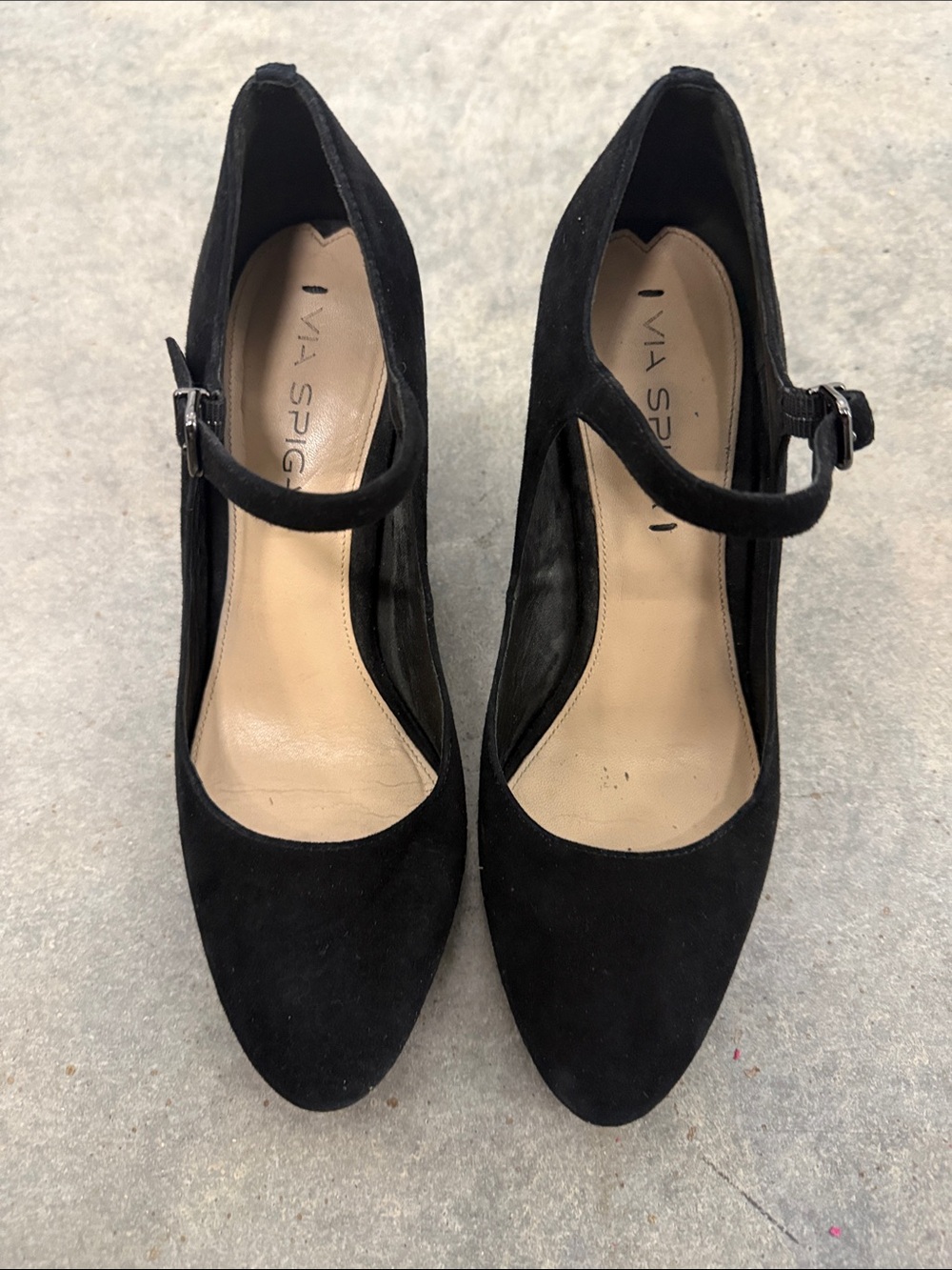 Via Spiga Black Suede Mary Jane Heels